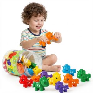 WOOPIE Montessori figuuride õppekomplekt Ükssarvikud kokkupanemiseks "Match the Letters" 13 tk.