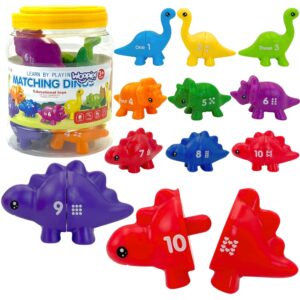 WOOPIE värviliste numbrite õppimise komplekt Montessori dinosauruste figuurid "Match the Numbers" kokkupanekuks 10 tk.