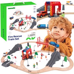 Tooky mänguasi puidust elektrirongi tuletõrjeosakonna heliefektid 70 tk. FSC