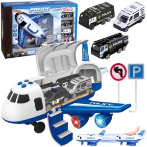 WOOPIE lennuki laiendatav politseitransporter koos 3 politseiauto komplektiga XL liiklusmärkidega