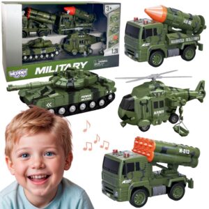 WOOPIE sõjaväesõidukite komplekt koos tankikopteriga 4 tk, mõõtkava 1:20