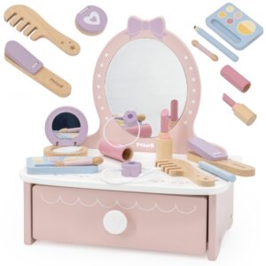 Viga puidust tualettlaud väikese printsessi nurgatarvikutega