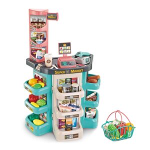 WOOPIE Shop Supermarket Ostukorv Skanner Kassaaparaadi kaal + 47 tarvikud