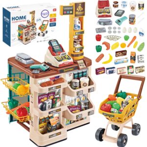 WOOPIE Shop Supermarket kärukaaluga kassaaparaadi skanneriga + 48 tarvikut