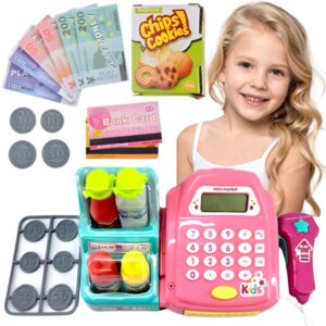 WOOPIE kassaaparaat riiuli ja tarvikutega Roosa