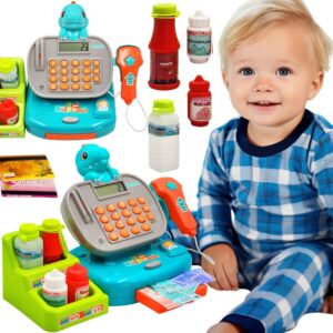 WOOPIE kassaaparaat riiuliga DINO Blue