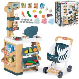 SMOBY Market Store koos elektroonilise sularaha ostukorvi ja skanneriga