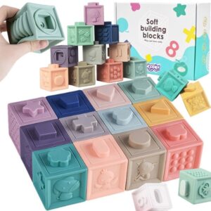 WOOPIE BABY Sensory Blocks Squeeze Puzzle Sound 12 tk.