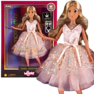 WOOPIE ROYAL Doll Lily 30 cm Pikad Blondid Juuksed Roosa Kleit Ehted