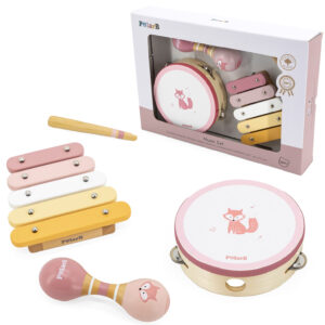 VIGA POLARB PUIDUST MONTESSORI MUUSIKAINSTRUMENTIDE KOMPLEKT ROOSA